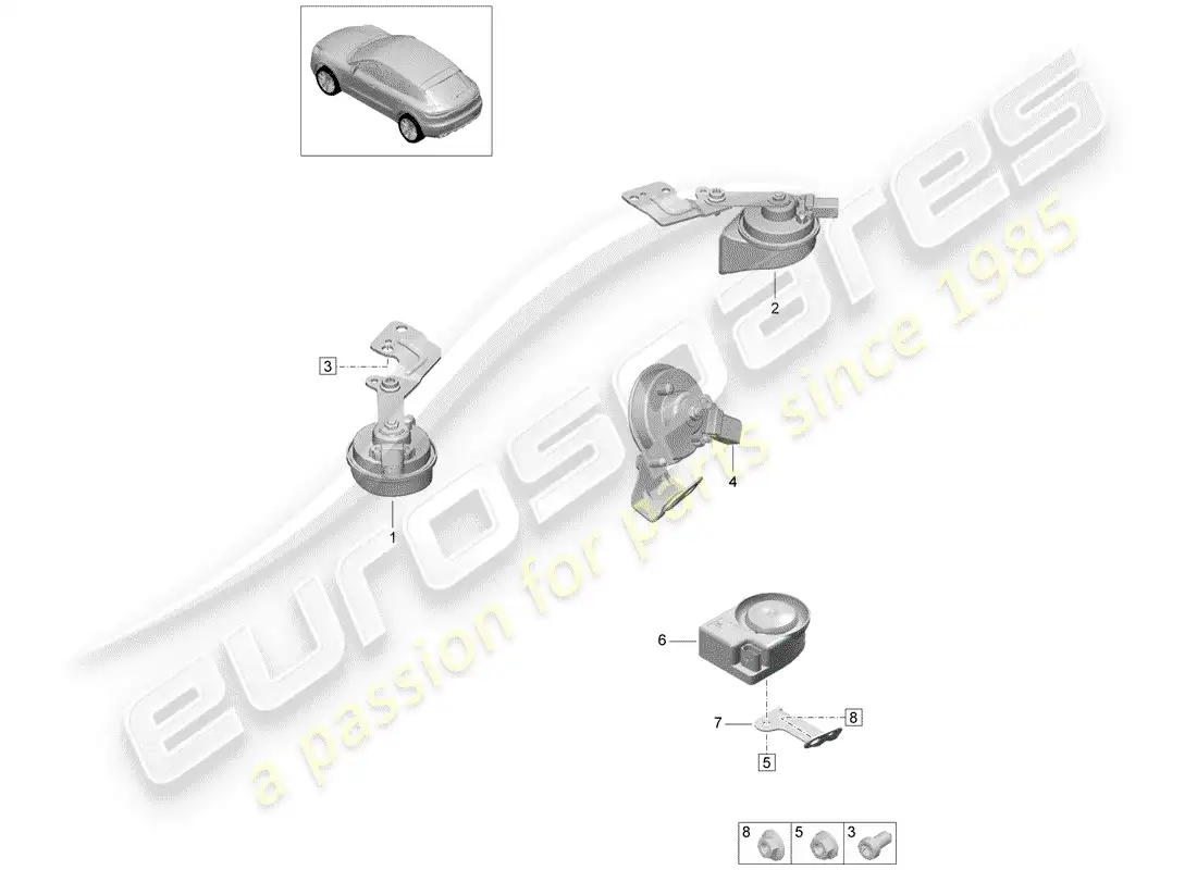 porsche 2019 (macan) fanfare horn parts diagram