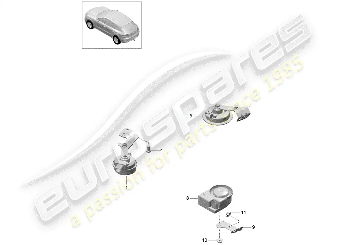 porsche 2017 (macan) fanfare horn parts diagram