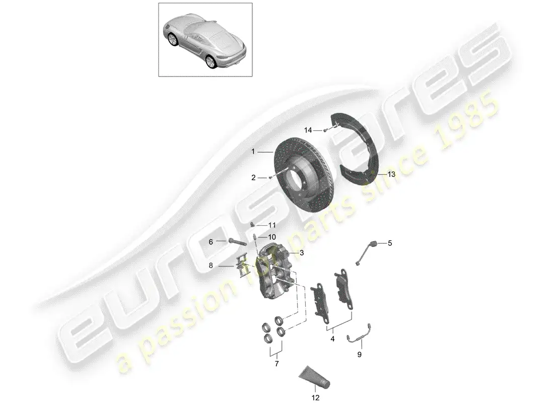 porsche 2020 (718 cayman) disc brakes parts diagram