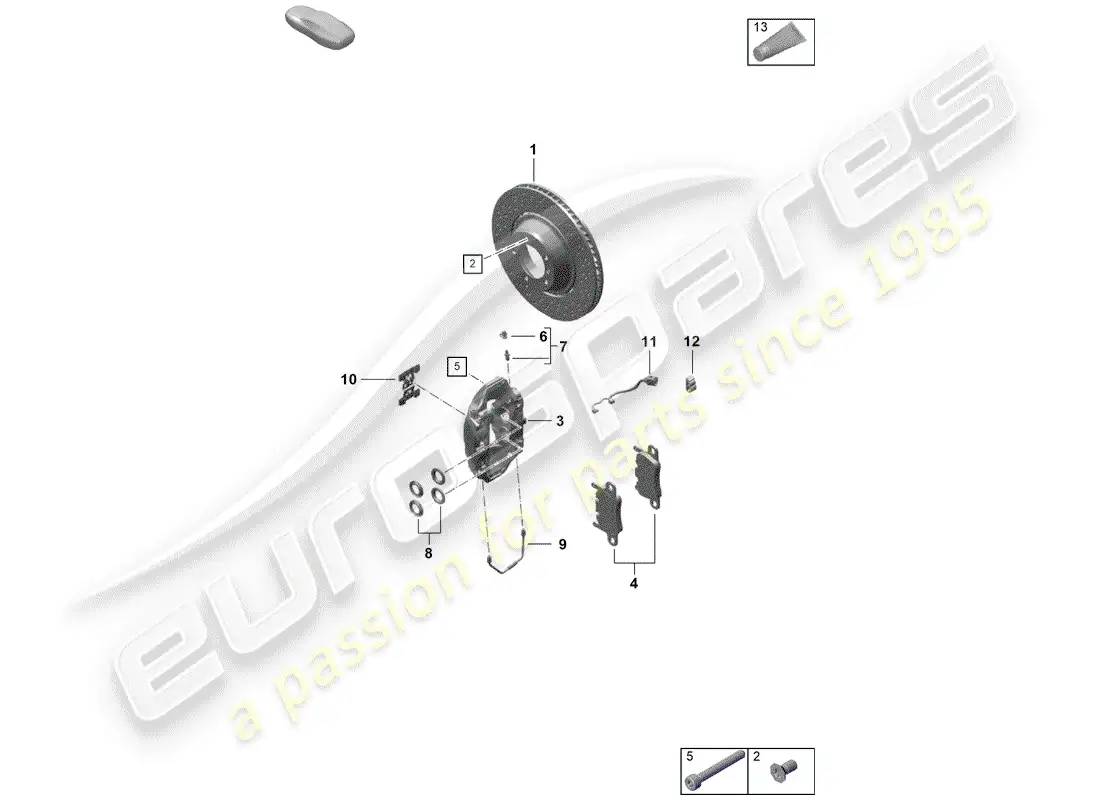 porsche 2019 (718 boxster spyder) disc brakes parts diagram