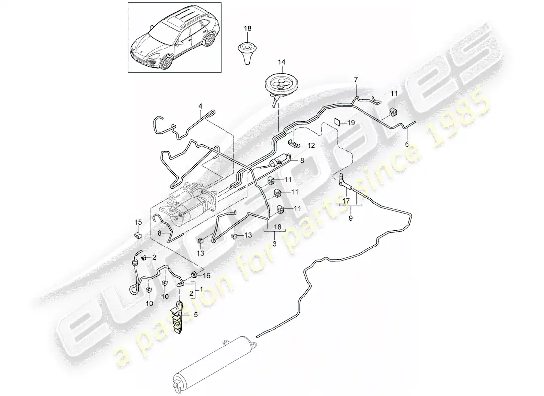 porsche 2014 (cayenne e2 92a) self levelling system part diagram