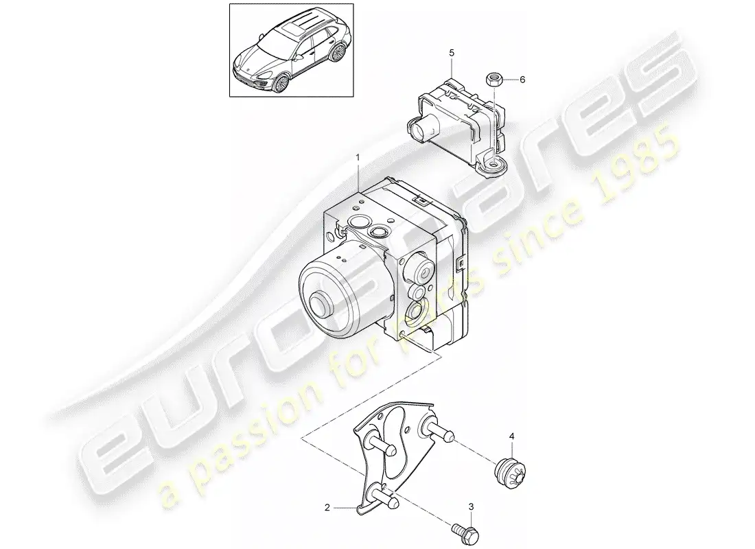 porsche 2014 (cayenne e2 92a) hydraulic unit part diagram
