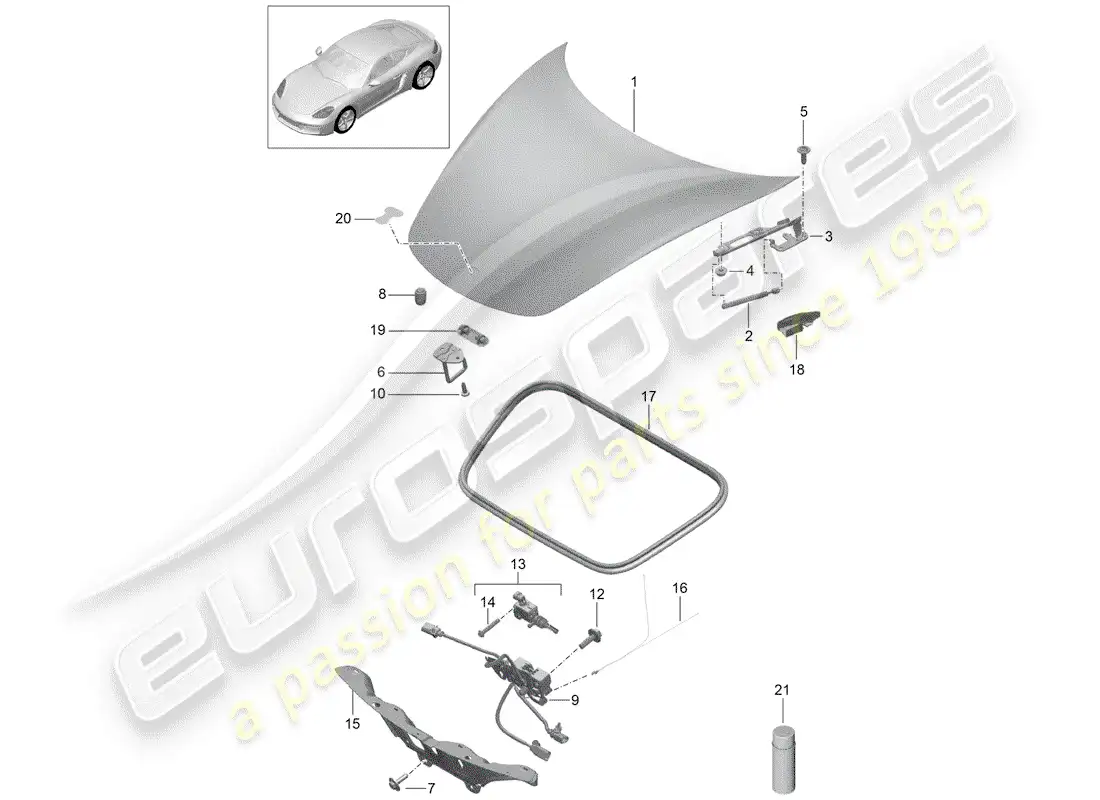 porsche 2019 (718 cayman) cover part diagram