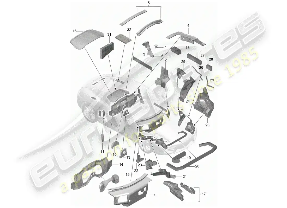 porsche 2016 (981 cayman) body shell parts diagram