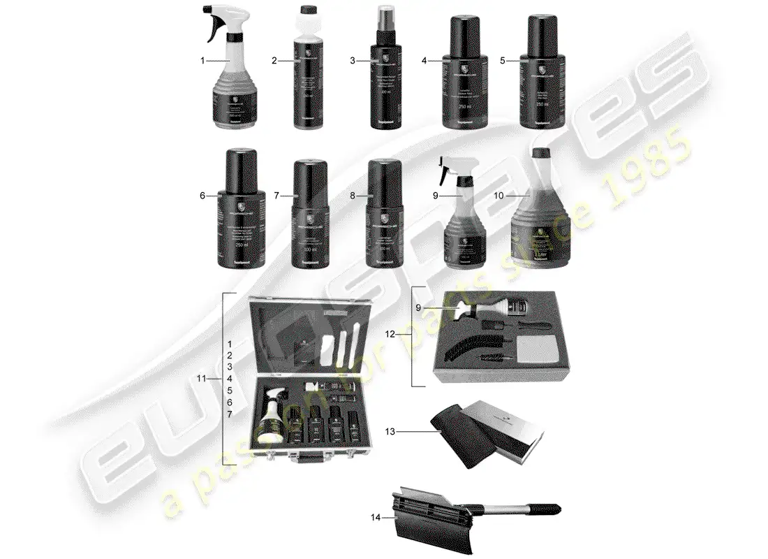 porsche 2004 (tequipment) cleaning agent parts diagram