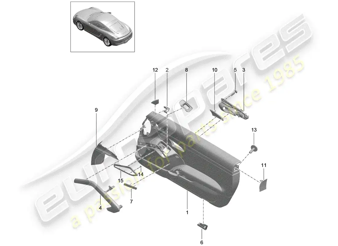 porsche 2016 (981 cayman) door panel parts diagram