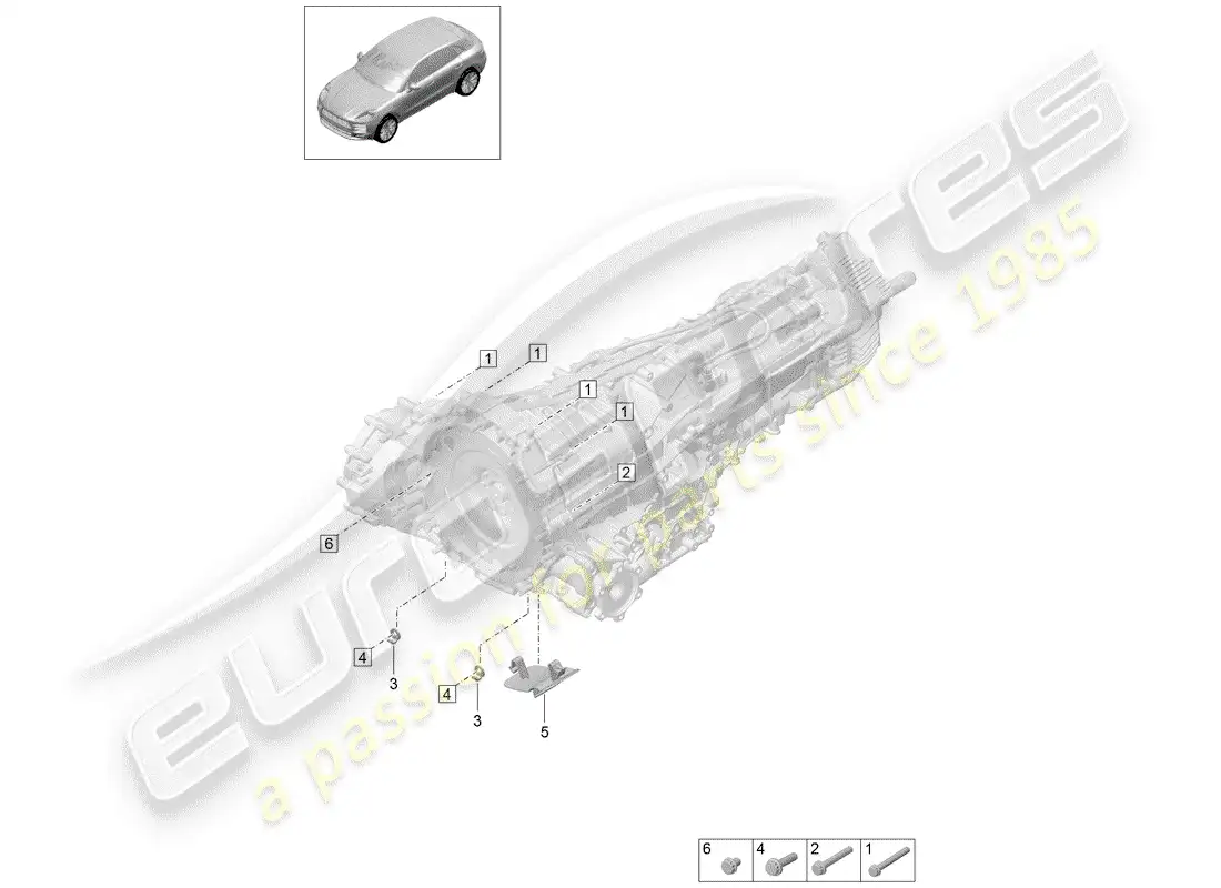 porsche 2020 (macan) mounting parts for engine and parts diagram