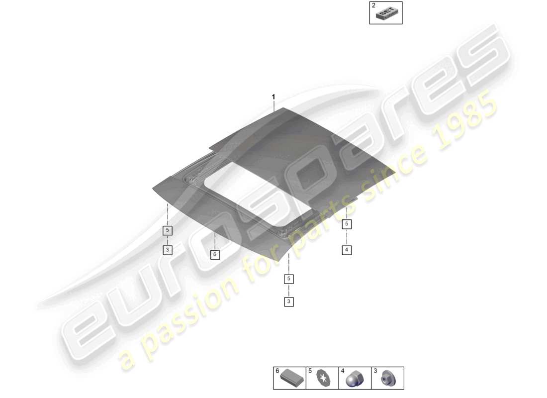 porsche 2026 (panamera 976) glass sliding roof frame part diagram