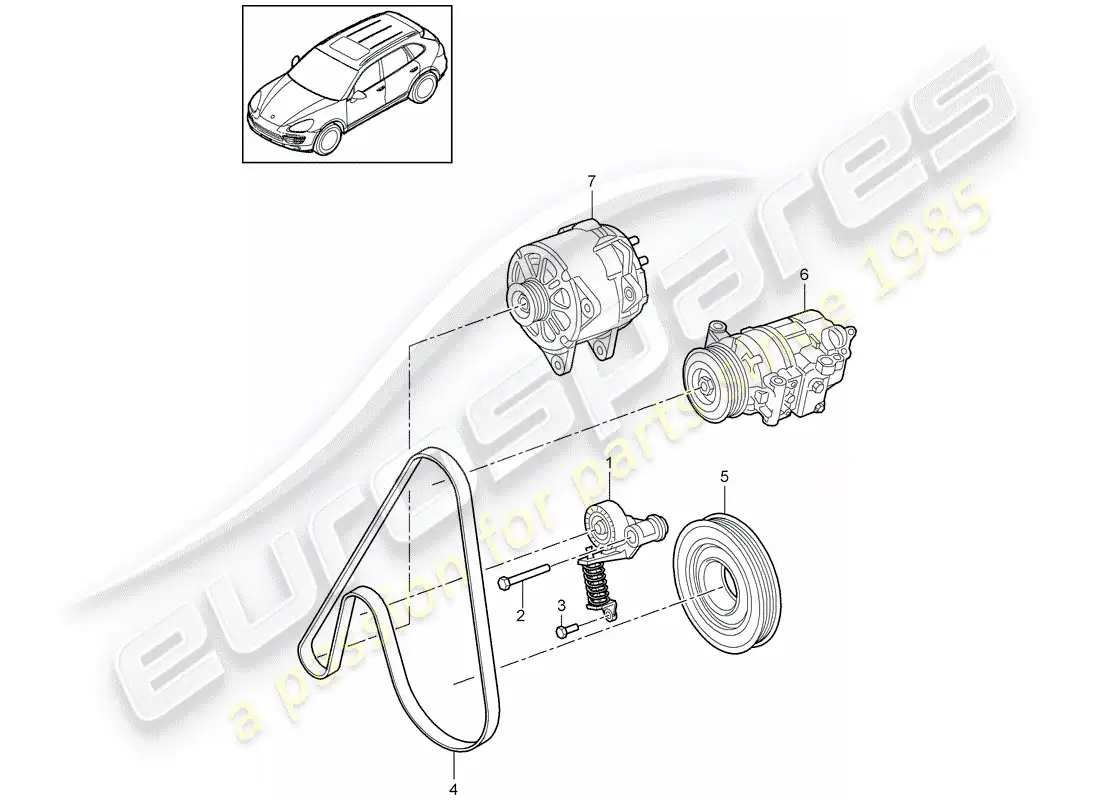 porsche 2014 (cayenne e2 92a) belt tensioner part diagram