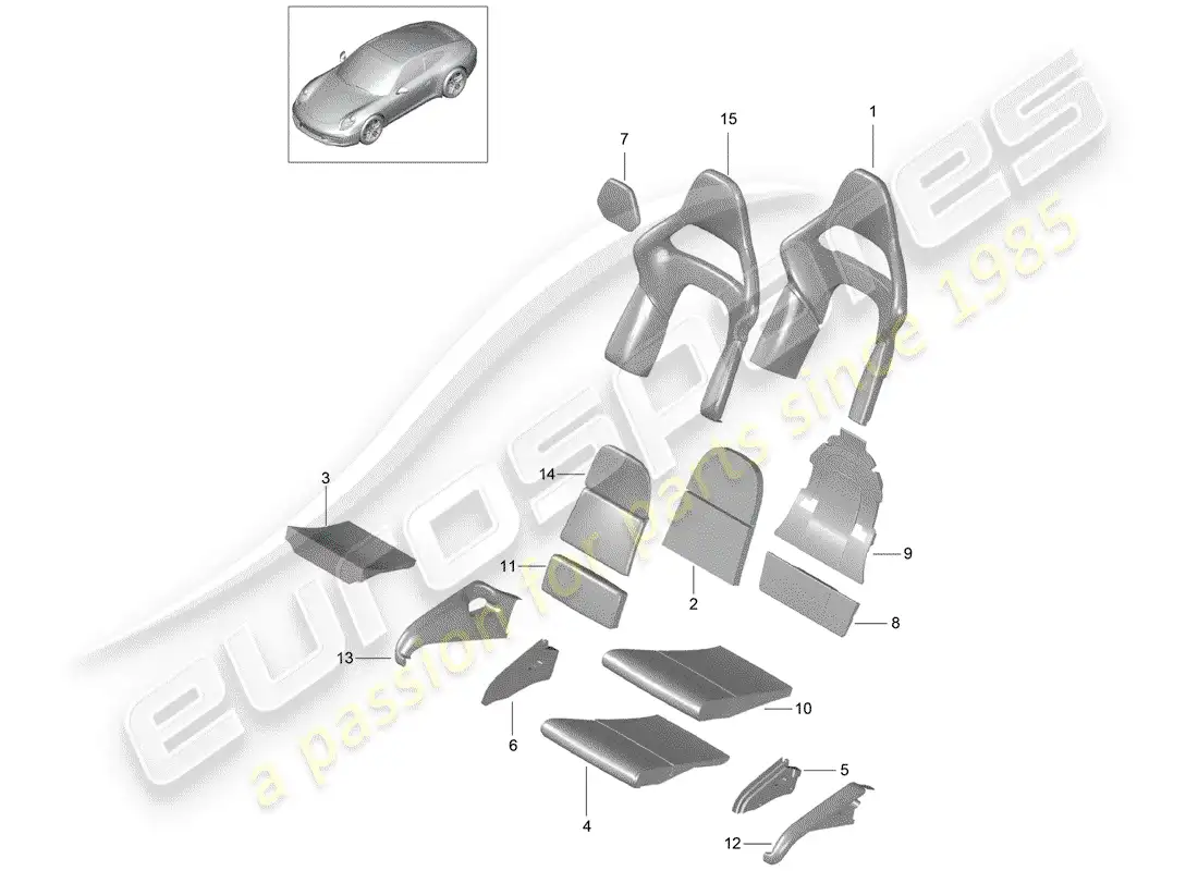 porsche 2013 (991-1) foam part parts diagram