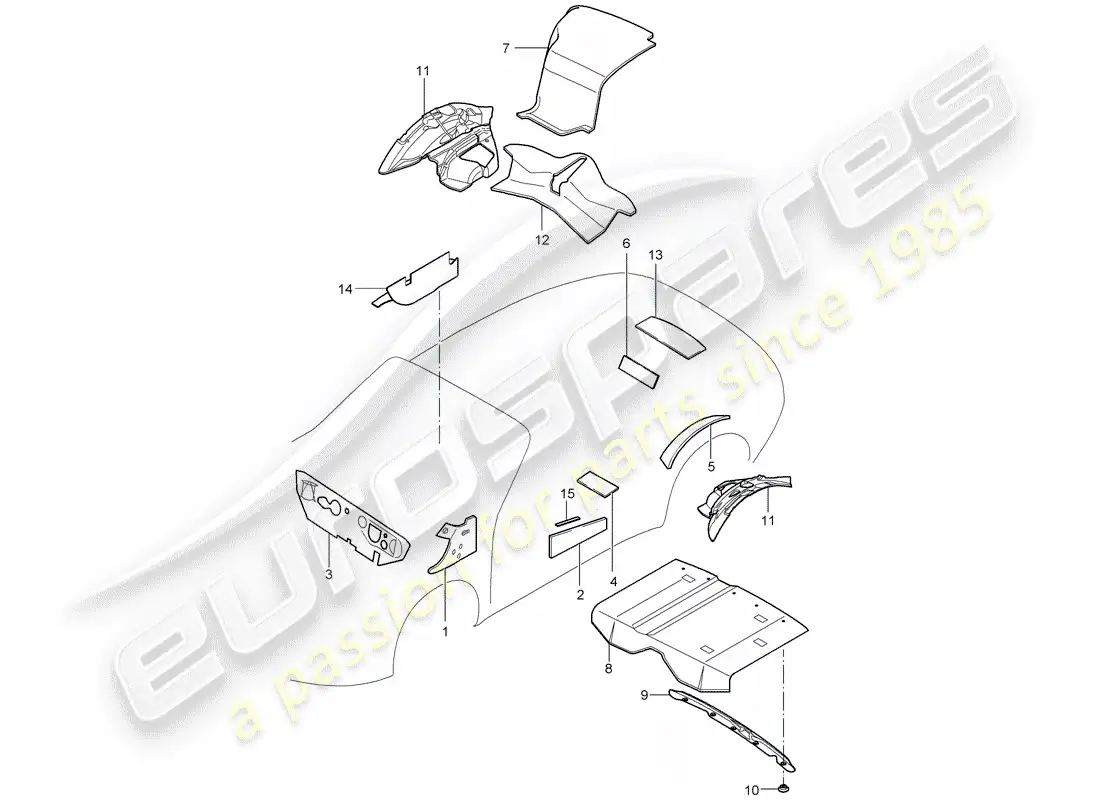 porsche 2007 (997-1) body shell parts diagram