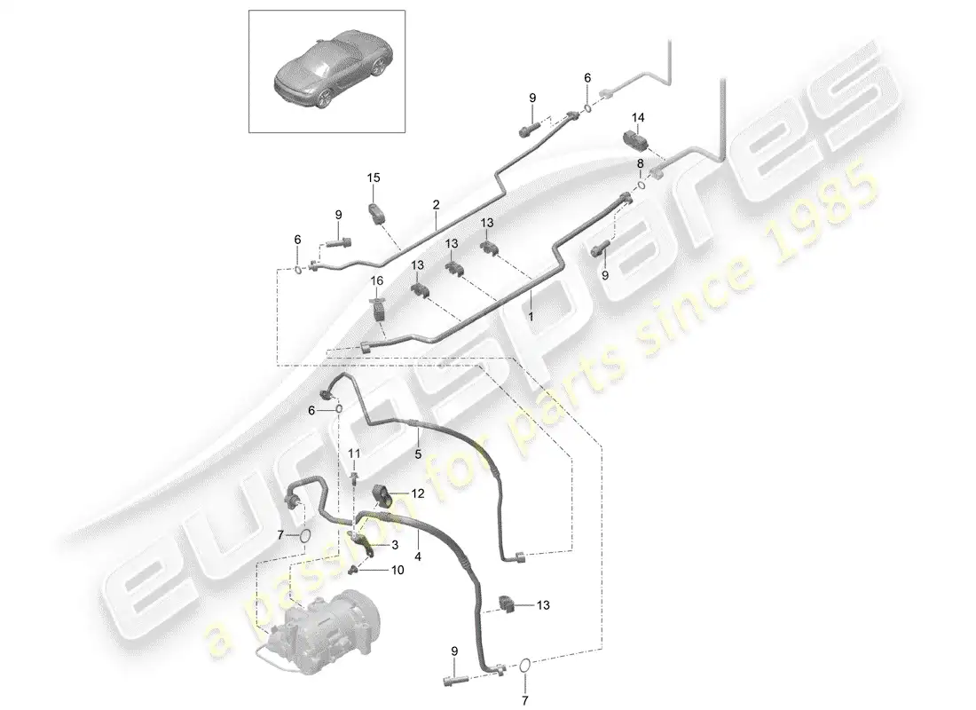 porsche 2016 (981 boxster) refrigerant circuit parts diagram
