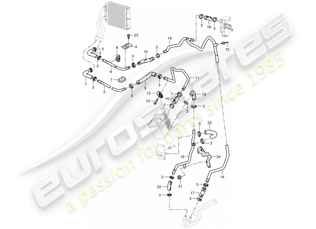 porsche 2009 (cayenne e1 9pa) heater part diagram