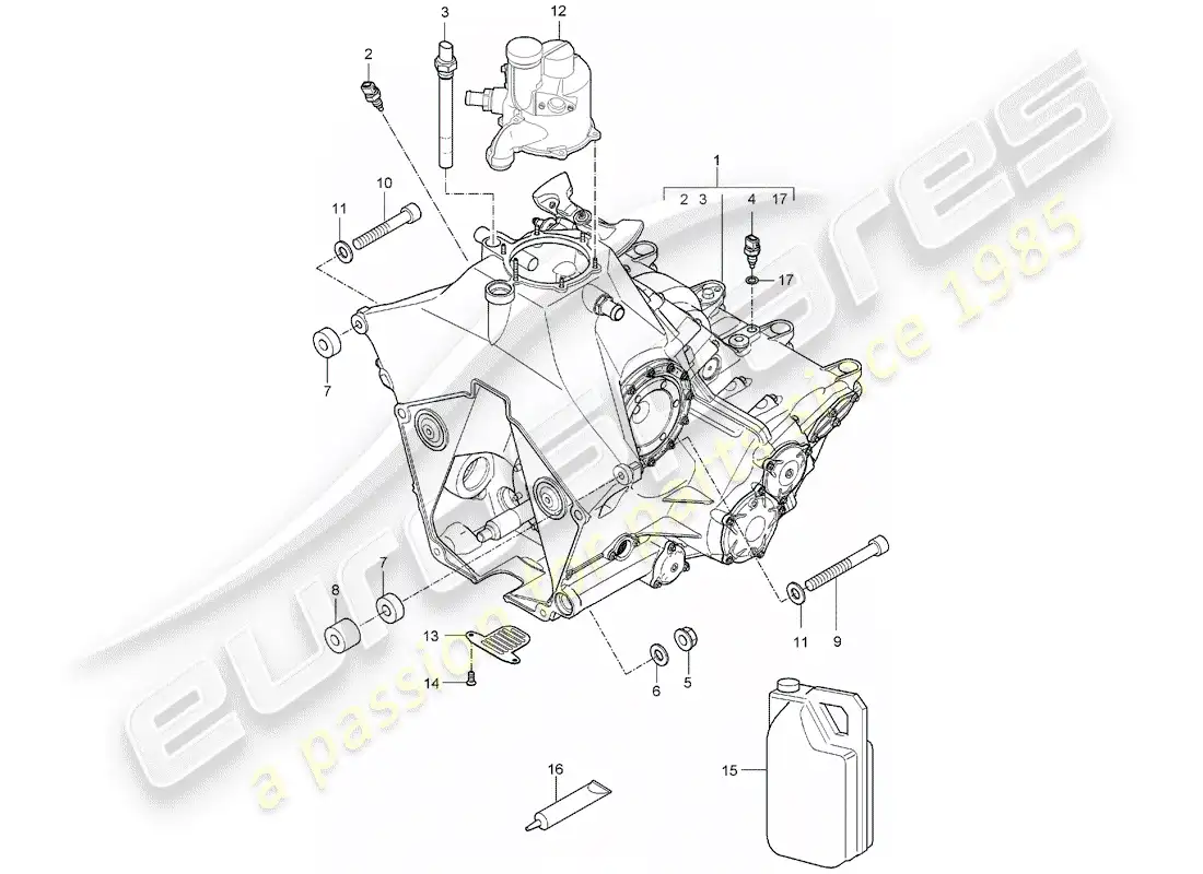 porsche 2006 (carrera gt) replacement transmission - ready for installation - threaded joint - engine parts diagram