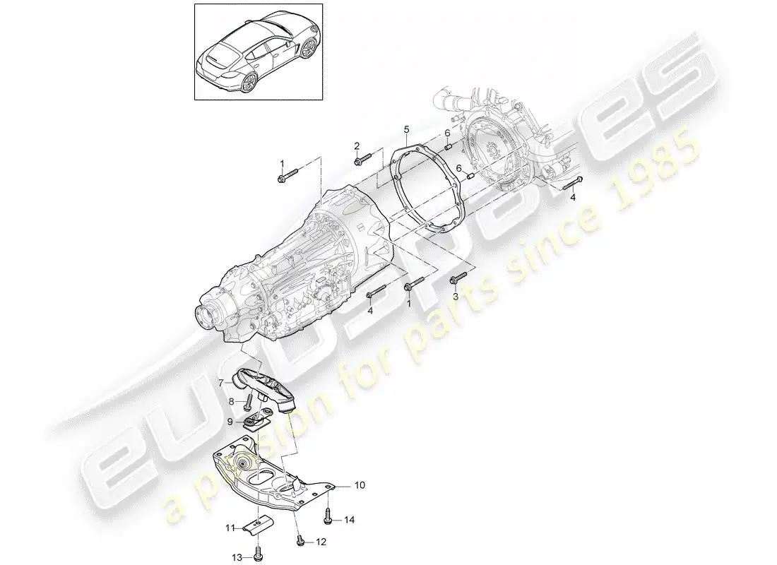 porsche 2012 (panamera 970) mounting parts for engine and parts diagram