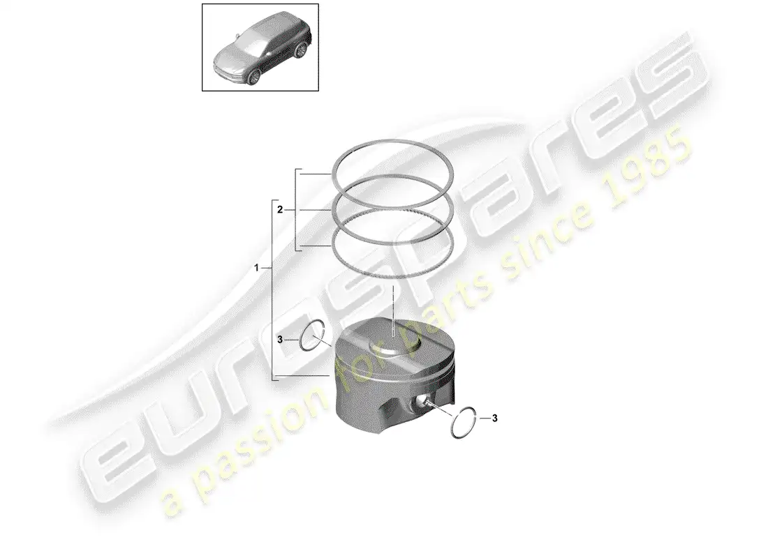 porsche 2020 (cayenne e3 9ya/9yb) piston complete part diagram