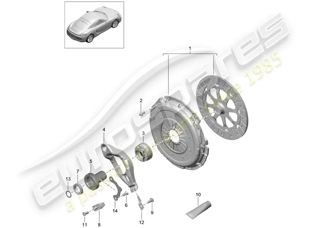 porsche 2015 (981 cayman) clutch parts diagram