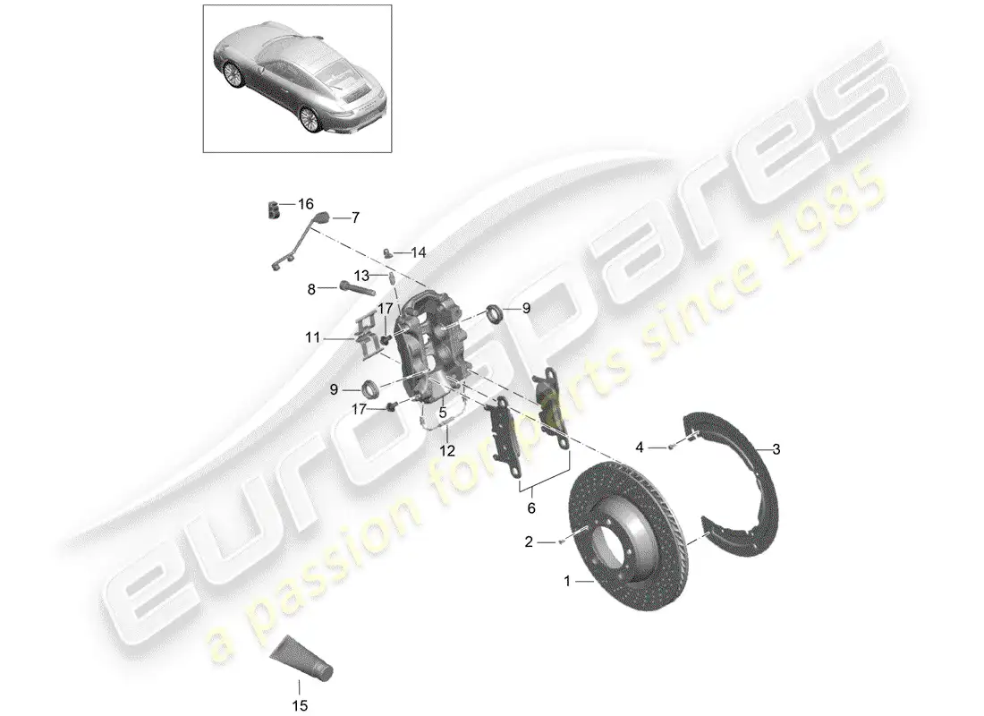 porsche 2019 (991-2) disc brakes parts diagram