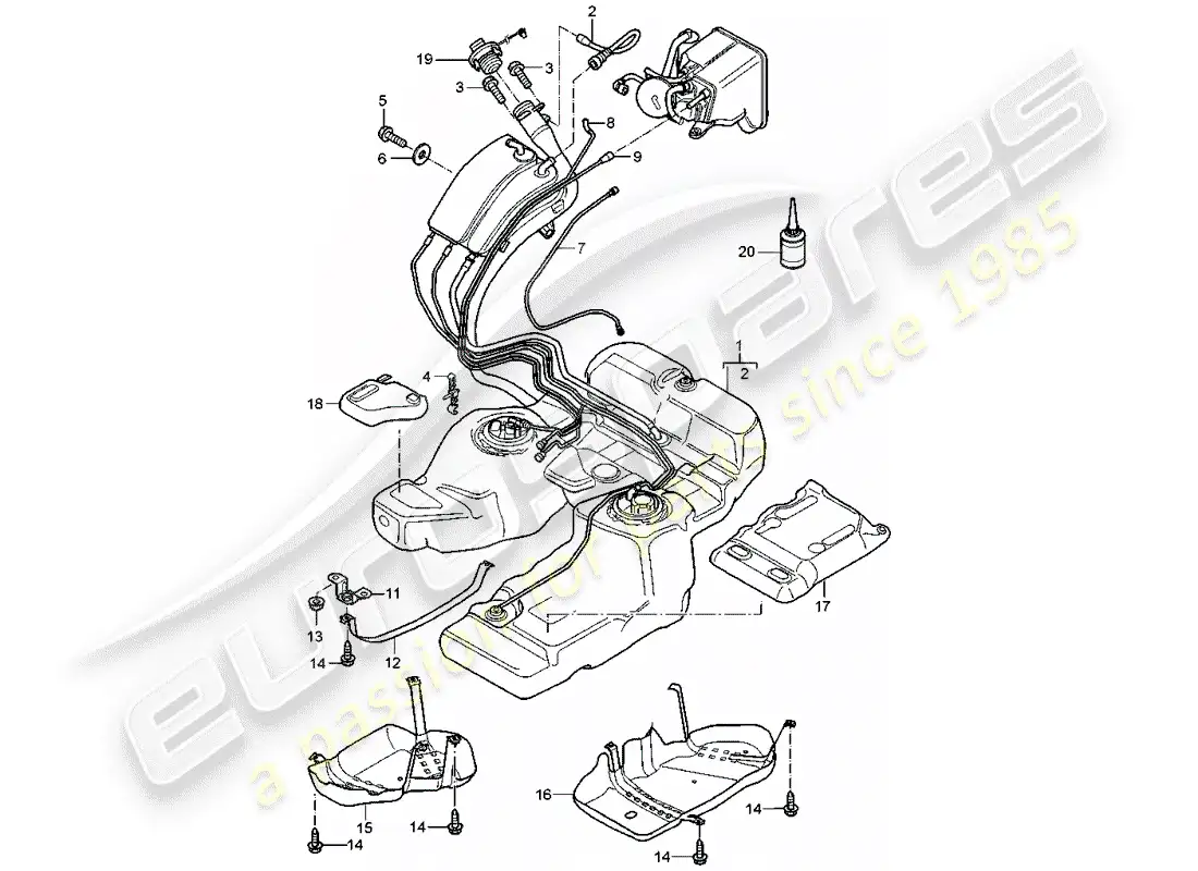 porsche 2004 (cayenne e1 9pa) fuel tank parts diagram
