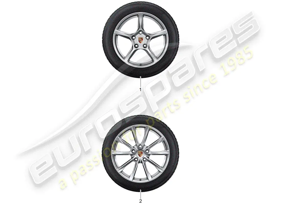 porsche 2019 (tequipment 98x/99x) 1 set aluminium rims with parts diagram