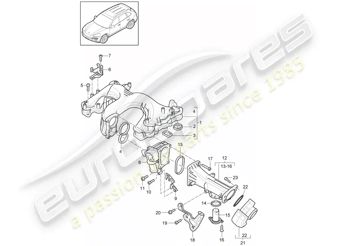 porsche 2014 (cayenne e2 92a) intake manifold part diagram