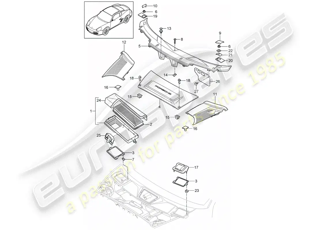 porsche 2011 (987 cayman) particulate filter parts diagram