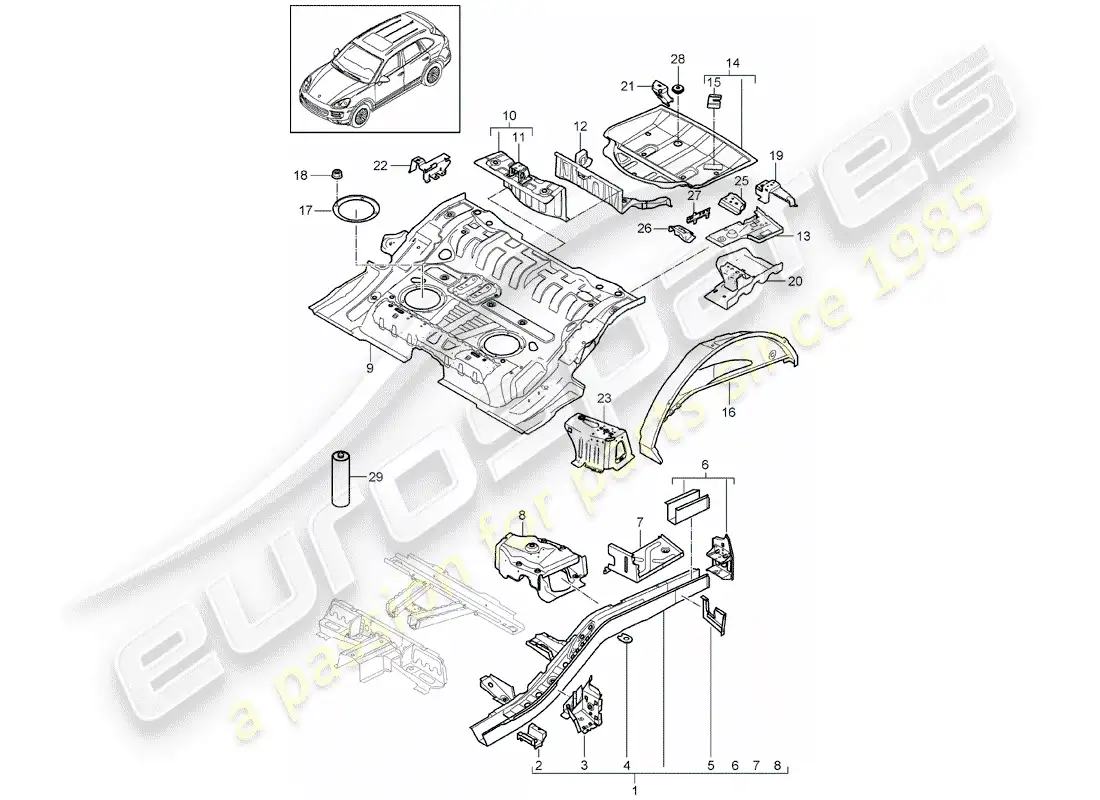 porsche 2014 (cayenne e2 92a) rear end part diagram