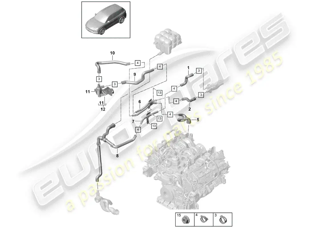 porsche 2018 (cayenne e3 9ya/9yb) heater parts diagram