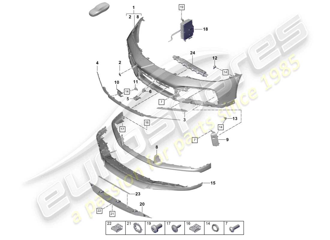 porsche 2020 (992-1 turbo / s) bumper front part diagram