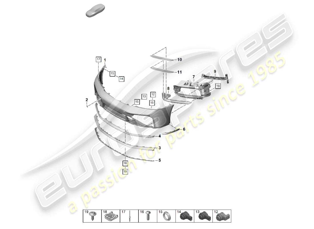 porsche 2024 (992-2) bumper front part diagram