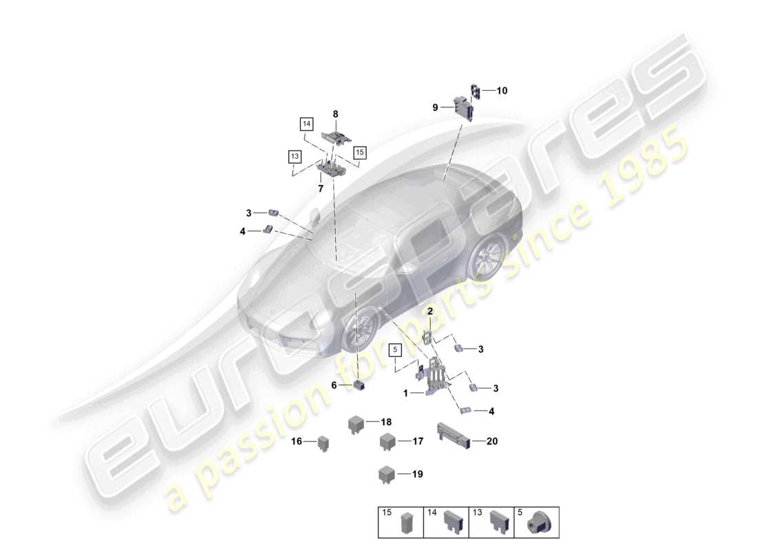 porsche 2024 (992-2) central electrics dashboard part diagram
