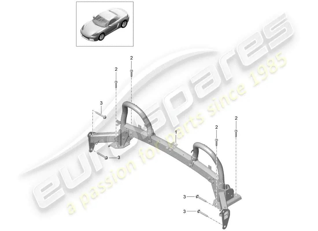 porsche 2018 (718 boxster) roll bar parts diagram