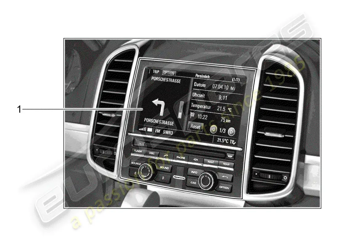 porsche 2011 (tequipment cayenne) navigation system parts diagram