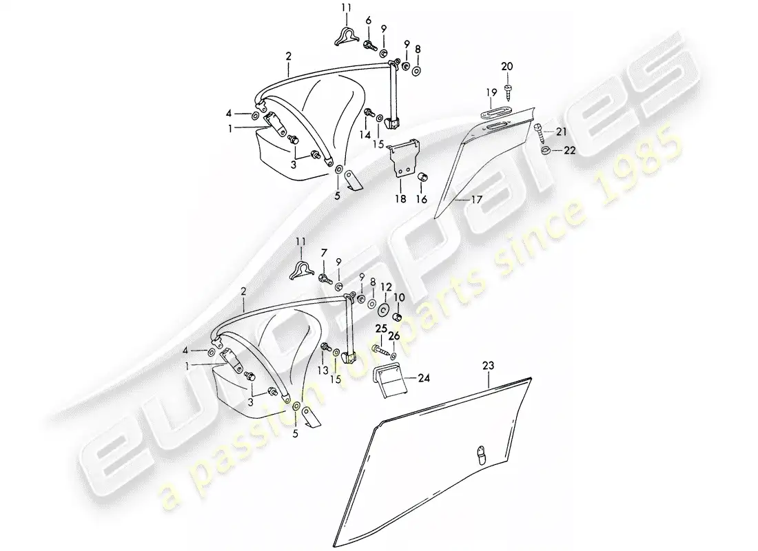 porsche 1973 (911) seat belt - with: - automatic - and - warning function - (usa) (cdn) parts diagram