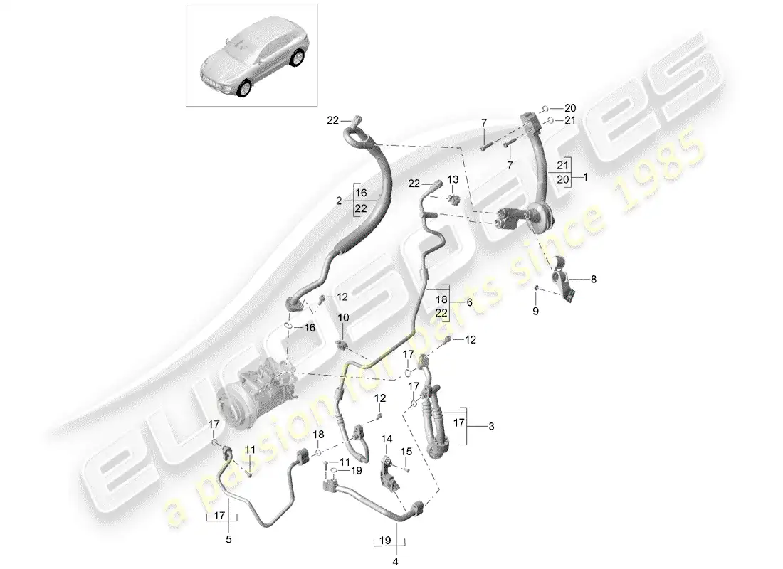 porsche 2014 (macan) refrigerant circuit parts diagram