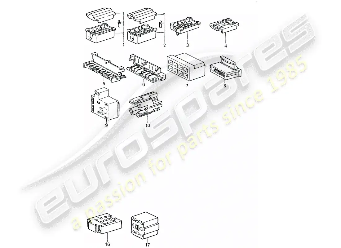 porsche 1994 (964) connector housing - 8-pole - 9-pole parts diagram