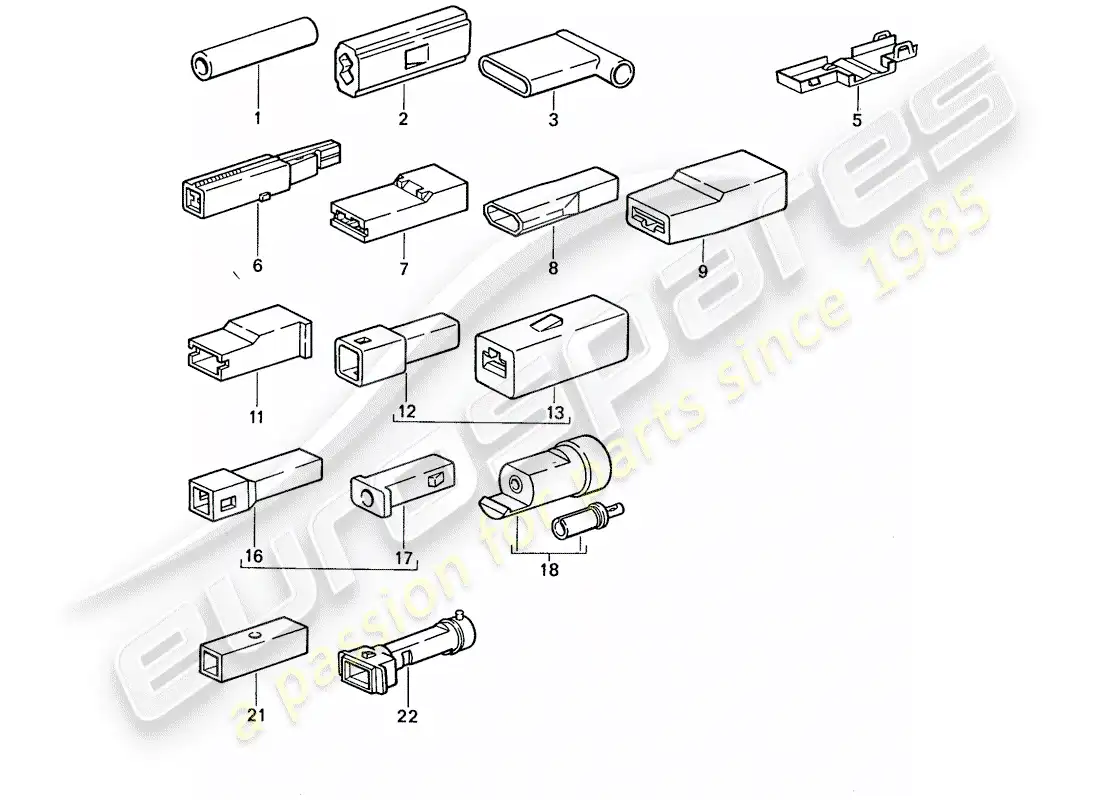 porsche 1991 (944) butt connector - connector housing - single pole parts diagram