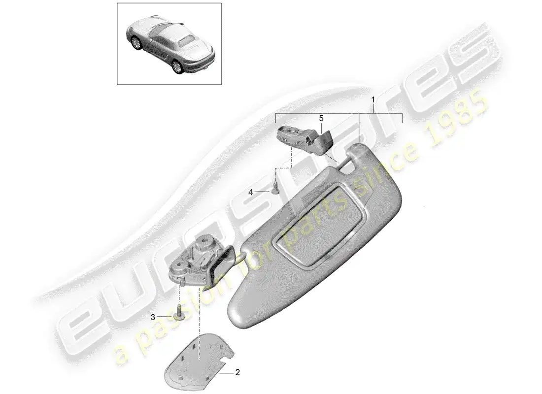 porsche 2017 (718 boxster) sun vizors parts diagram