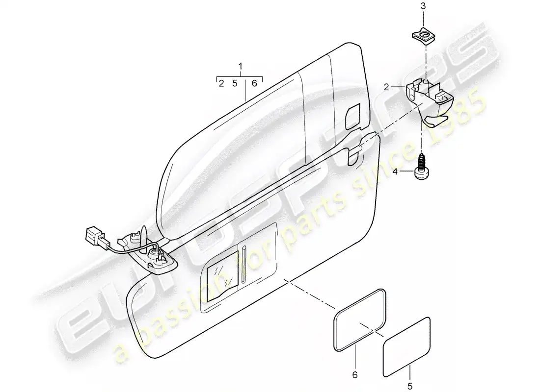 porsche 2009 (cayenne e1 9pa) sun vizors part diagram