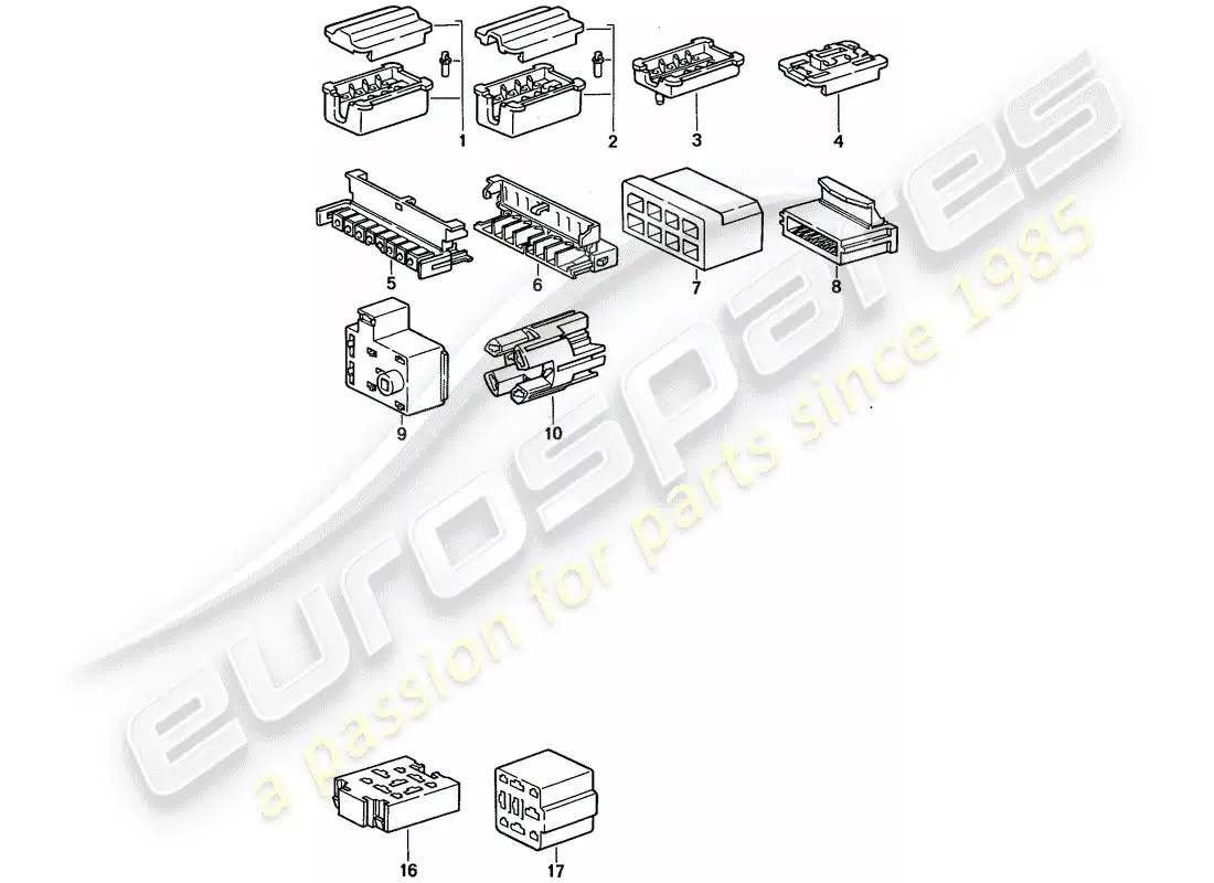 porsche 1995 (968) connector housing - 8-pole - 9-pole parts diagram