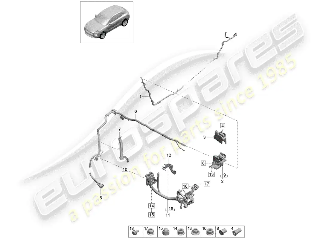 porsche 2019 (macan) harness for battery + parts diagram