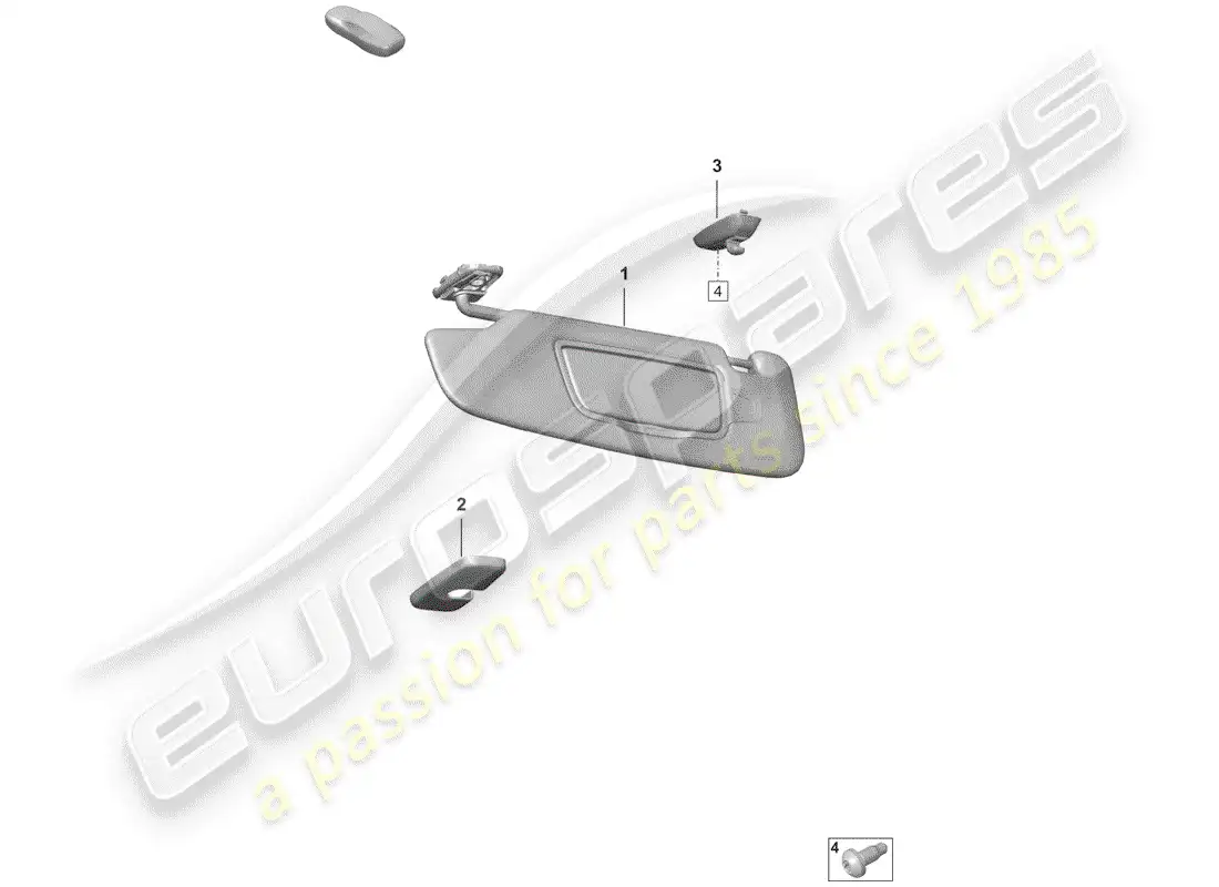 porsche 2019 (992-1) sun vizors parts diagram
