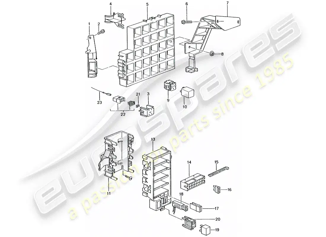 porsche 2001 (996 turbo / gt2) fuse box/relay plate - dashboard parts diagram