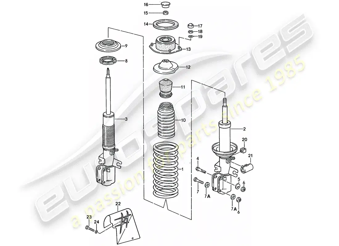 porsche 1994 (968) suspension - shock absorber parts diagram