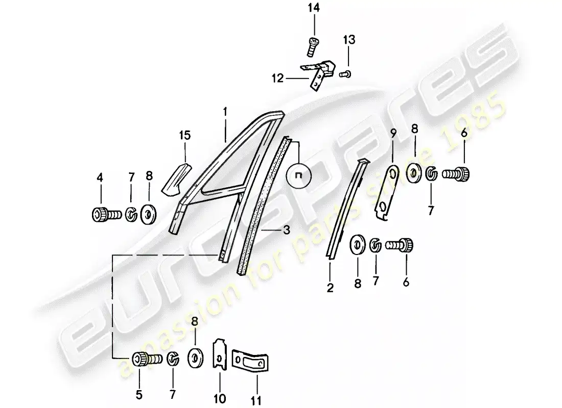 porsche 1985 (911) window frame parts diagram