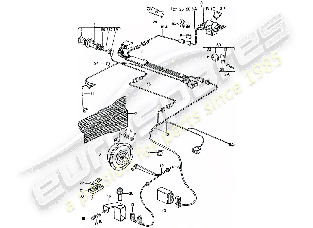 porsche 1985 (928) alarm system parts diagram