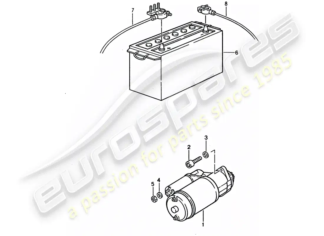 porsche 1992 (928) starter - battery parts diagram