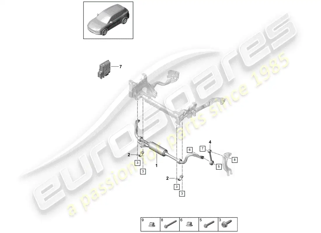 porsche 2020 (cayenne e3 9ya/9yb) stabilizer part diagram