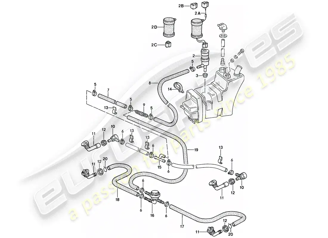 porsche 1984 (911) headlight washer system parts diagram