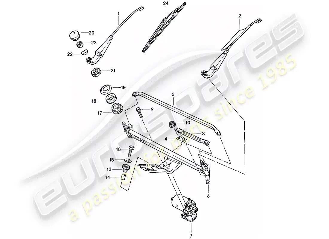 porsche 1986 (944) windscreen wiper system - see tpi - gr.9 , nr.8 , 07/94 - see tpi - gr.9 ,nr.13, 05/97 parts diagram
